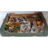 One large tray of Britains and other hollow cast miniatures to include farming and military