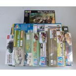 Ten various boxed mix scale plastic military kits to include Italieri, Academy, Dragon and others,