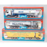 A Tekno 1/50 scale boxed road haulage diecast group, three examples to include a Beuker Scania