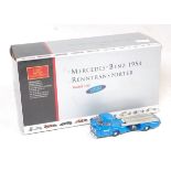 A CMC Exclusive Models No. M-036K Mercedes Benz 1954 car transporter comprising of blue body with