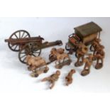 A quantity of various Elastolin and Marklin tinplate and composition military figures and field