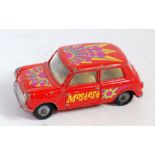 A Corgi Toys No. 349 Pop Art Morris Mini comprising red body with lemon interior and four