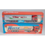 A Tekno 1:50 scale boxed road transport diecast group to include a Wirtz Scania R420 with a