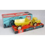 A Britains No. 9630 Fordson tractor and rear dump, rare yellow version with grey hubs, sold in the