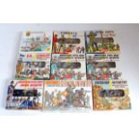 Nine various boxed Airfix H0/00 scale figure sets, also sold with one Matchbox example, to include