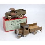 A Britains No.1344 Army tipping lorry comprising military drab green body with matching hubs and