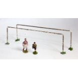 A Britains Famous Football Teams series loose figure and accessory group to include two goalpost