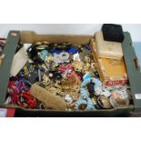 One box of miscellaneous costume jewellery, to include beaded necklaces, faux pearls, modern