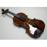 A Forenza students violin, having ebony fingerboard and two-piece back, bearing a label for