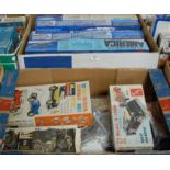 Three boxes of mixed plastic kits to include Revell, Kangman, AMT Sports Roadster etc
