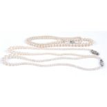 Three various faux pearl necklaces, each having paste set clasps