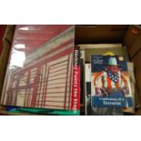 A box of assorted art related volumes to include Hockney Paints the Stage