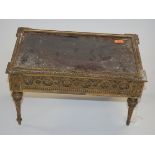 A Victorian pine and gilt gesso table top bijouterie cabinet, the glazed hinged rectangular lid