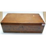 An early 20th century stained pine box, stamped 'By Special Appointment to His Majesty The King, Day