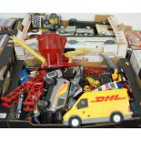 Two boxes of modern mixed diecast to include Dinky Toys Hurricane etc