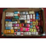 A box of loose and playworn diecast toy vehicles to include Corgi, Mercedes Benz 240D, Corgi Toys
