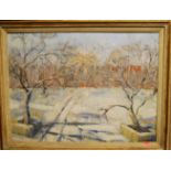 A Carter - A winter landscape, oil on board, signed lower right, 44 x 59cm