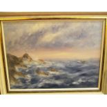 JH Firth - coastal scene, oil; and R Hartley - Madonna of the Rocks, Biarritz, oil (2)