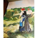 Alan Short & Dot Short - Harvest scene, acrylic on canvas, signed lower left, 155 x 114cm