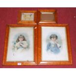 Assorted birds eye maple and other pictures frames, prints etc