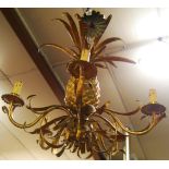 A contemporary gilt decorated metal pineapple hanging five light electrolier, approx drop 60cm