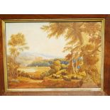 Circa 1830 English school - Pair; Landscapes, watercolours, 25 x 36cm