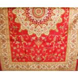 A contemporary red ground Keshan carpet, 230 x 150cm