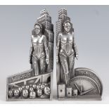 A pair of Compulsion Sculpture pewter resin bookends