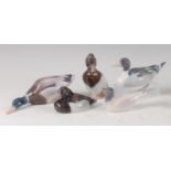 A Royal Copenhagen porcelain model of a Duck, beak reaching forwards, printed backstamp and numbered