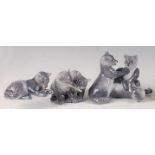 A Royal Copenhagen porcelain model of three Arctic foxcubs, in playful pose, printed backstamp and