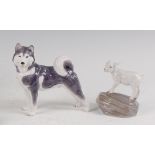 A Royal Copenhagen porcelain model of a Husky dog, printed backstamp and numbered 038 verso, h.14cm;