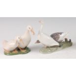 A Royal Copenhagen porcelain model of Duck and a Drake, printed backstamp and numbered 2128 verso,