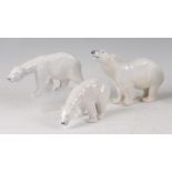 A Royal Copenhagen porcelain model of a Polar bear, in standing pose, with head raised, printed