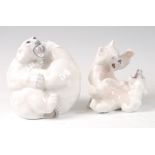 A Royal Copenhagen porcelain model of two playful Polar Bears, printed backstamp, numbered 2317