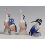 A Royal Copenhagen porcelain model of a pair of Kingfishers, printed backstamp, numbered 114