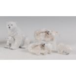 A Royal Copenhagen porcelain model of a seated Polar bear with cub, printed backstamp, numbered