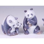 A Royal Copenhagen porcelain model of a Panda bear and cub, printed backstamp and numbered 666