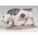 A Dahl Jensen porcelain model of a standing Bull, head down, printed backstamp and numbered