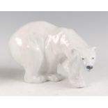 A Royal Copenhagen porcelain model of a Polar Bear, in prowling pose, printed backstamp, numbered