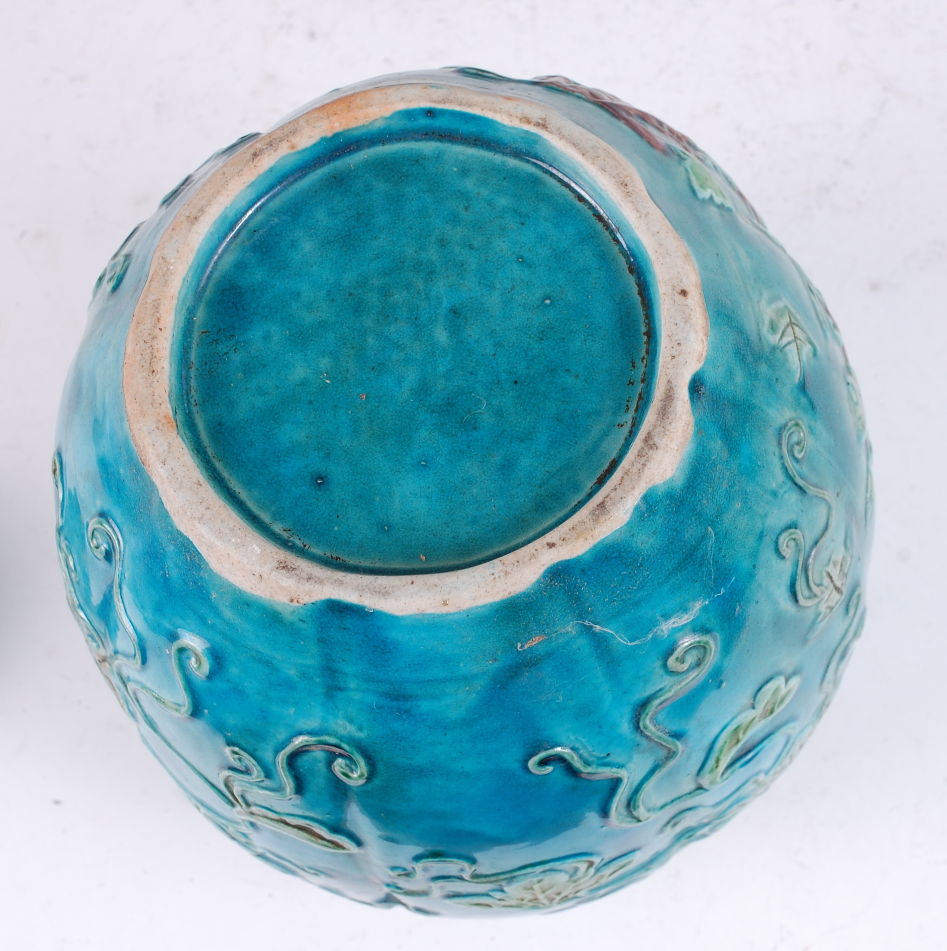 A 19th century Chinese ginger jar and cover, the turquoise ground applied with trailing flowers, - Image 4 of 19