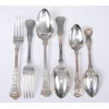 A 19th century silver harlequin cutlery suite, in the Kings pattern, comprising six tablespoons, six