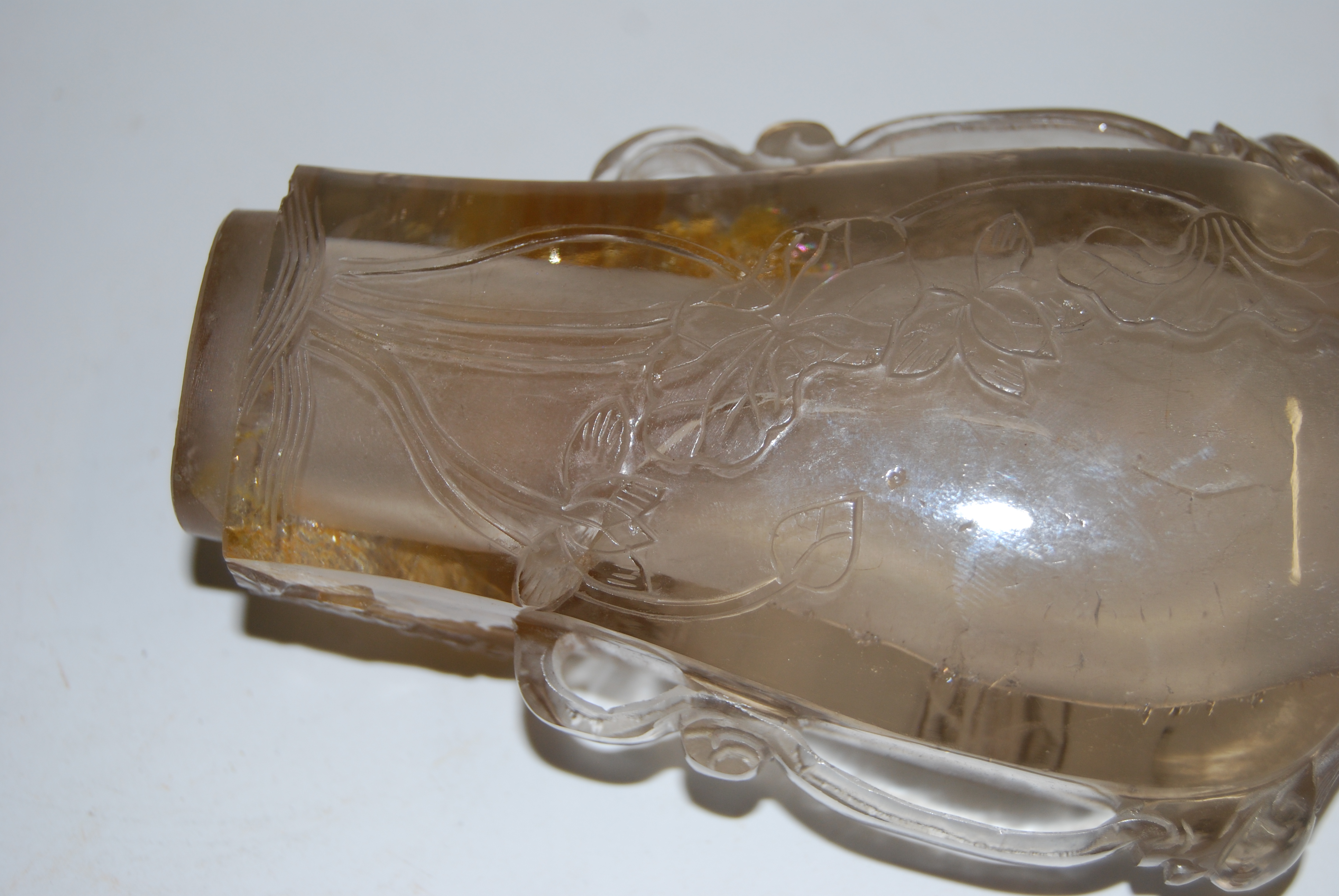 A Chinese carved rock crystal vase and cover on stand, with brown striation, h.19cm; together with - Image 7 of 14