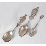 A late 19th century Dutch silver spoon, having a shell shaped bowl, the terminal in the form of a