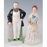 A Victorian Staffordshire flatback figure of American Evangelist Dwight L Moody, in standing pose,