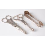 A pair of George IV silver grape scissors, having reeded decoration, maker HJ, London 1824; together