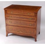 A figured walnut feather and crossbanded bachelors chest, in the George II style, the fold-over