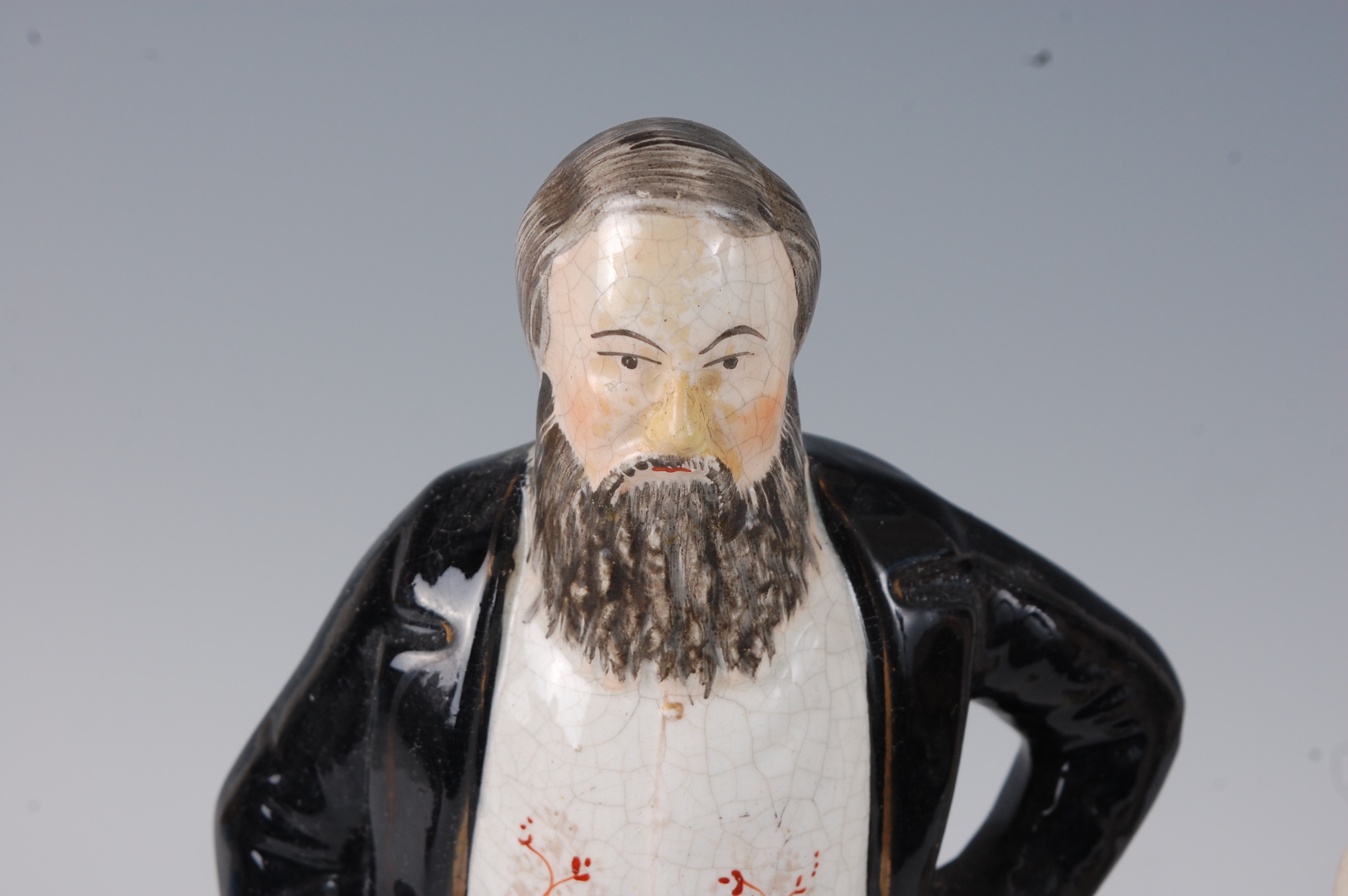 A Victorian Staffordshire flatback figure of American Evangelist Dwight L Moody, in standing pose, - Image 3 of 8