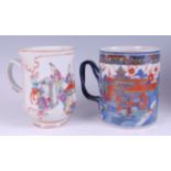 An 18th century Chinese export tankard, decorated with extensive pagoda river landscape scenes, in