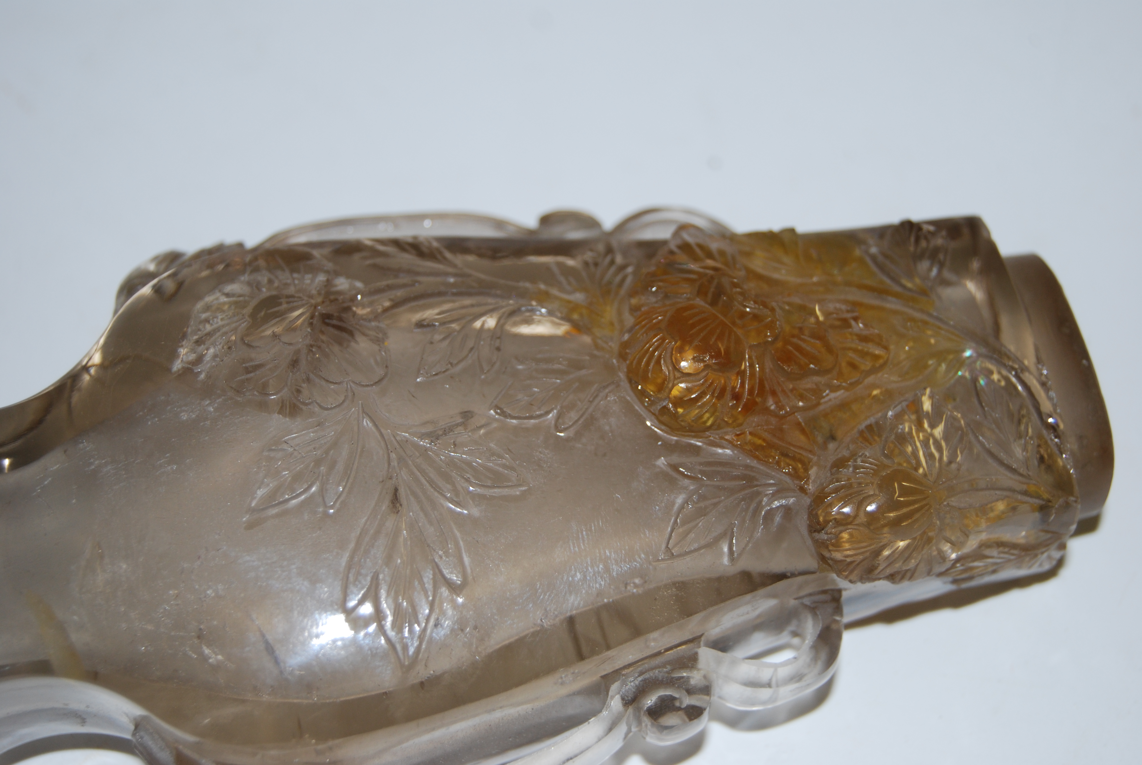 A Chinese carved rock crystal vase and cover on stand, with brown striation, h.19cm; together with - Image 9 of 14