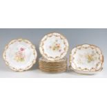 A Royal Crown Derby porcelain twelve place setting dessert service, the plates each decorated in